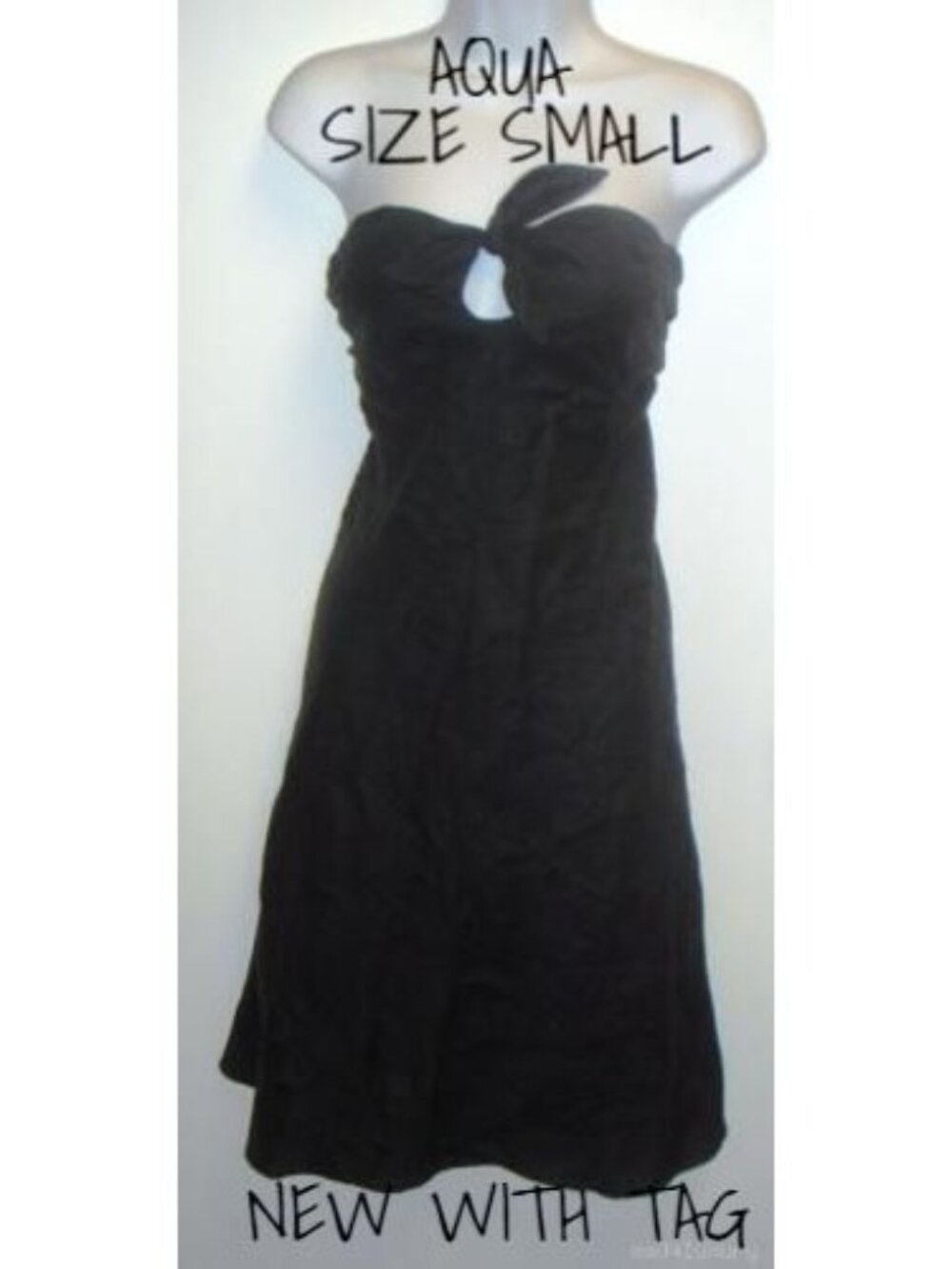 AQUA BLACK STRAPLESS DRESS BEACH KNOT Size Small New with Tag